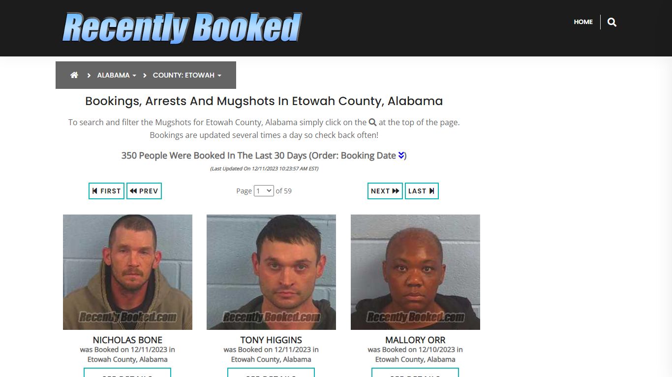 Bookings, Arrests and Mugshots in Etowah County, Alabama - Recently Booked