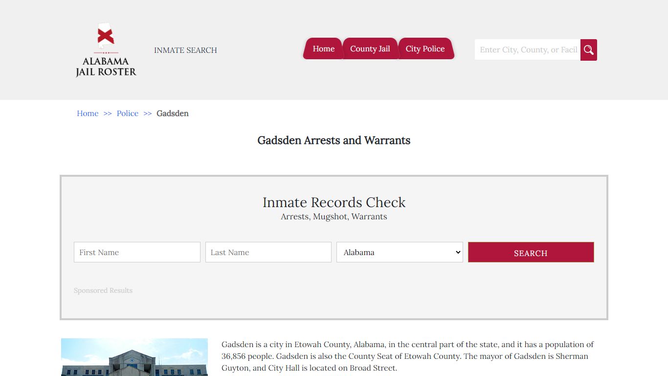 Gadsden Arrests and Warrants | Alabama Jail Inmate Search